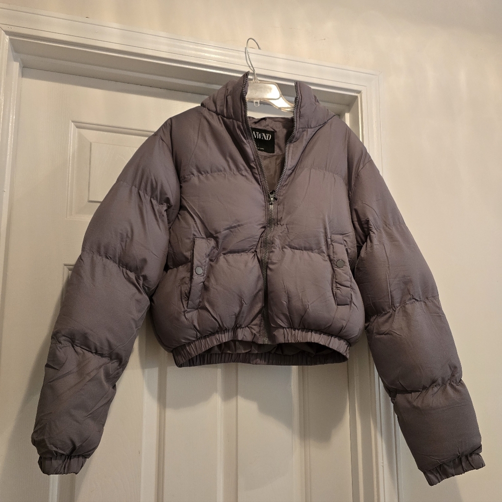 Gray Crop Puffer Jacket